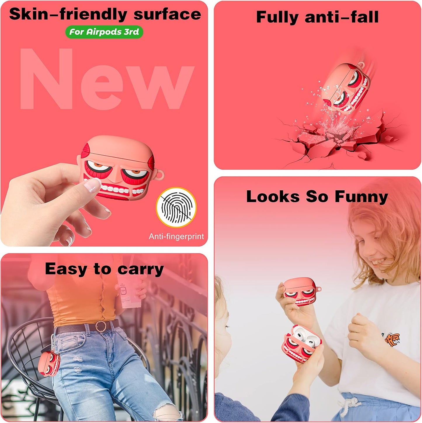 for Airpods 3 3Rd Generation Case Cute 3D Lovely Unique Cartoon for Airpod 3 Silicone Cover Fun Funny Cool Design Fashion Cases for Boys Girls Kids Teen for Air Pods 3 (2021) (PK Giant)